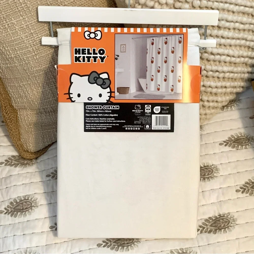 Hello Kitty with Jack O’Lantern Pumpkin 72” x 72” Halloween Shower Curtain